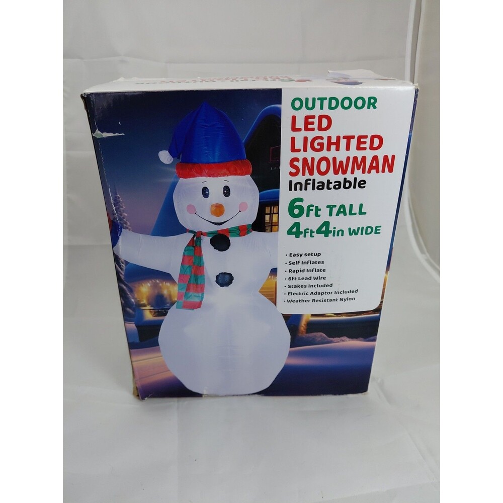 6 Foot Snowman Christmas Inflatable LED Lighted Yard Display 4 Feet 4 inch Wide